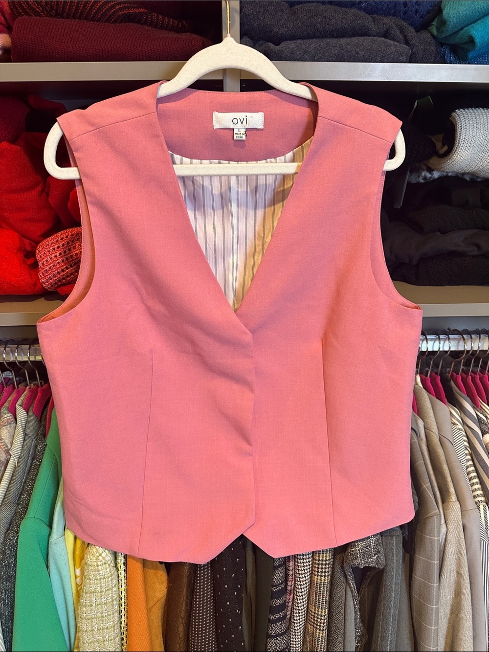 Ovi pink hidden snap closure vest size L